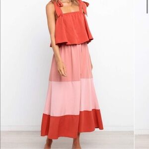 EUC Petal & Pup Jayde Dress Rust Tiered Ruffle Maxi Lightweight Sundress Small